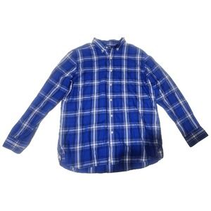 Chaps Mens Long Sleeve Button Up‎ Size Large Check Blue Collared